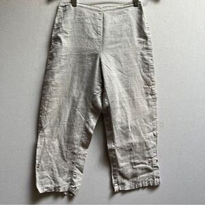 100% Linen Convertible Cargo Capris - Sz XS - Gray Lagenlook / Coastal